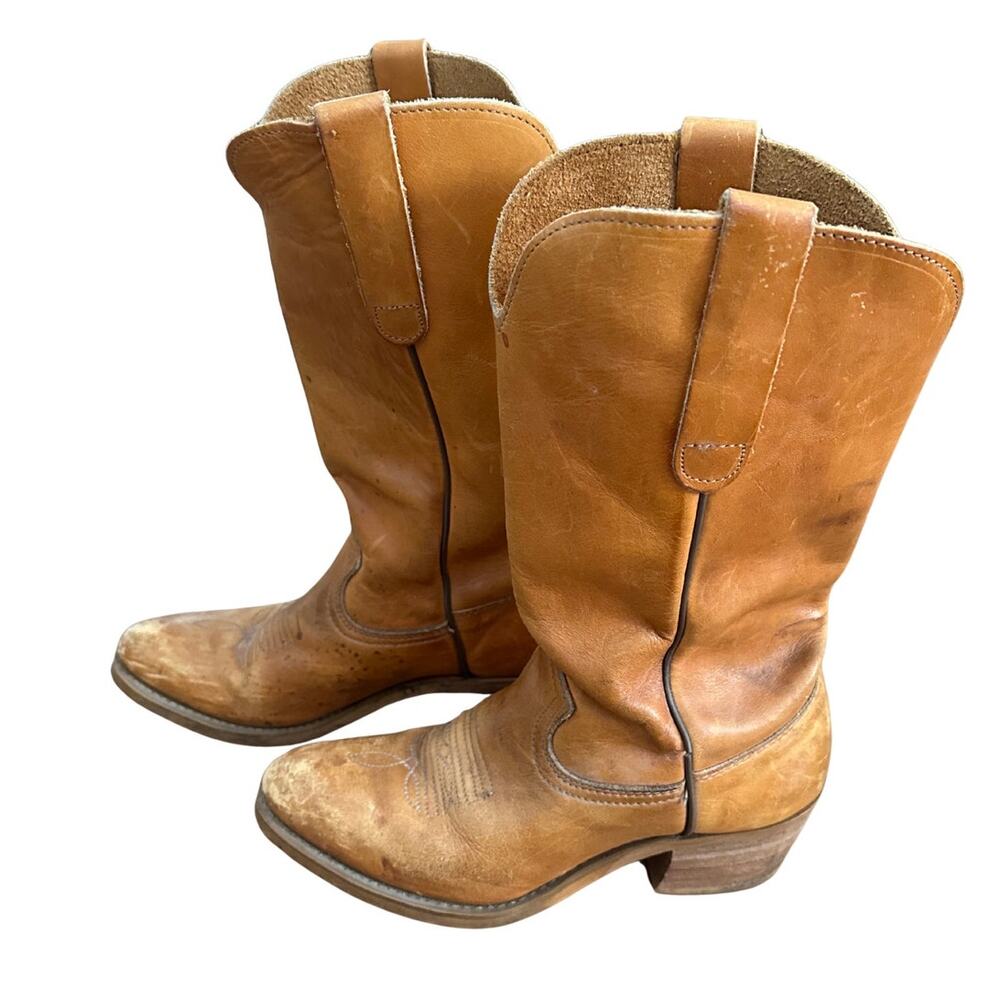 Vintage Honey Color Western Rockabilly Leather Cowboy Boots